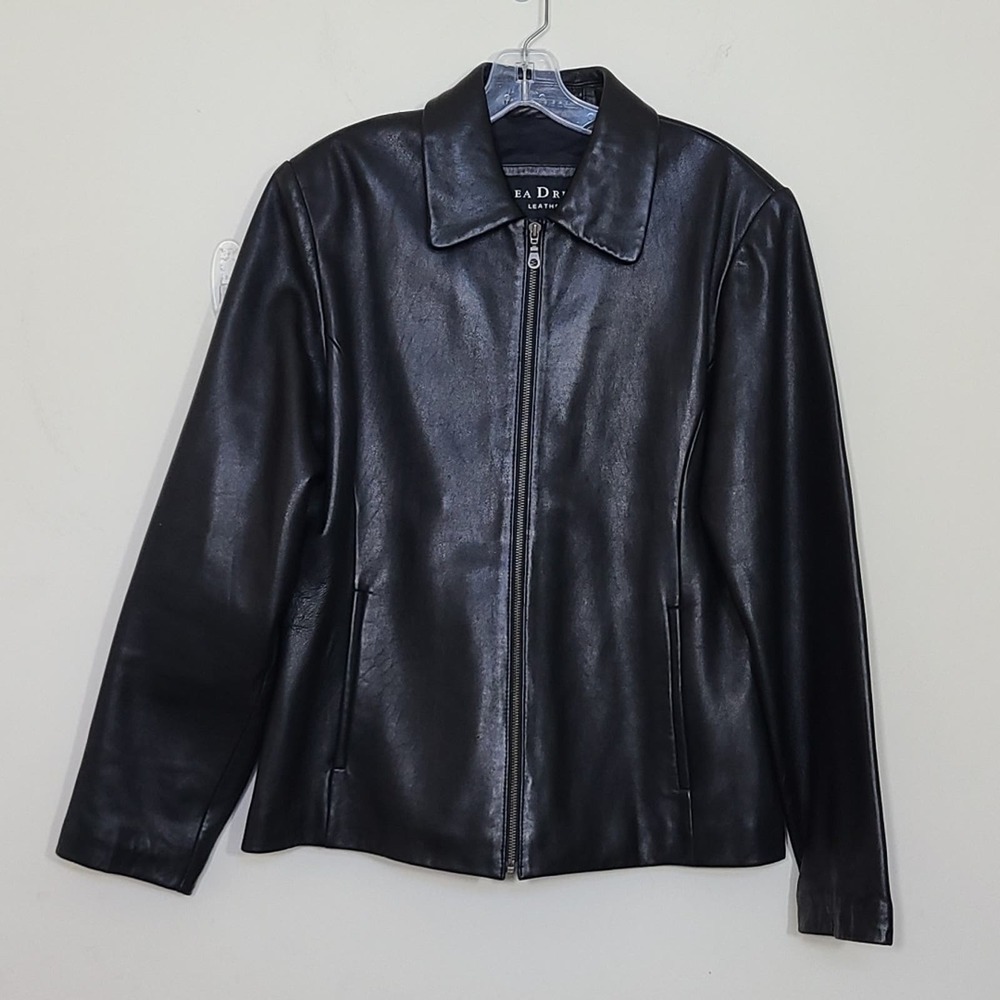 Sea Dreams Women's Leather Jacket Black Full Zip Size L
